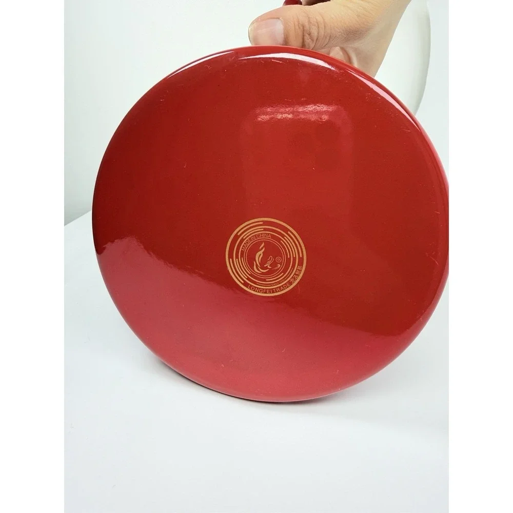 1L Red White Polka Dot Enamel Tea Kettle Teapot w/ Lid Stovetop Water Boiler
